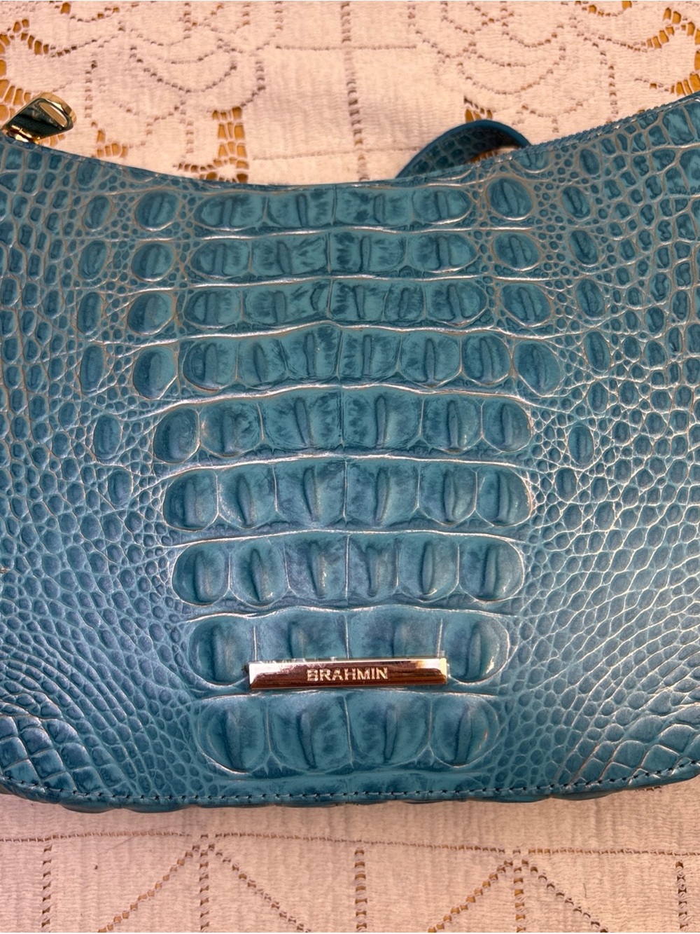Brahmin Shayna Mermaid Green Melbourne Croc Embossed Leather - Picture 3 of 15
